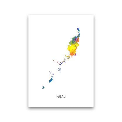 Palau Watercolour Map Art Print by Michael Tompsett Print Only