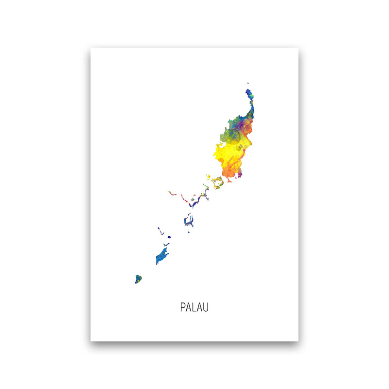 Palau Watercolour Map Art Print by Michael Tompsett Print Only