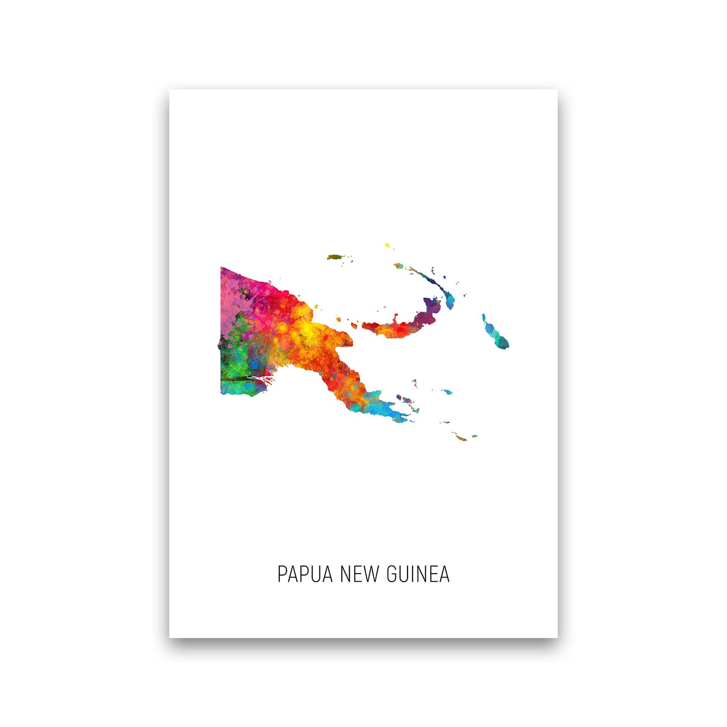 Papua New Guinea Watercolour Map Print by Michael Tompsett Print Only