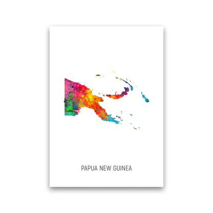 Papua New Guinea Watercolour Map Print by Michael Tompsett Print Only