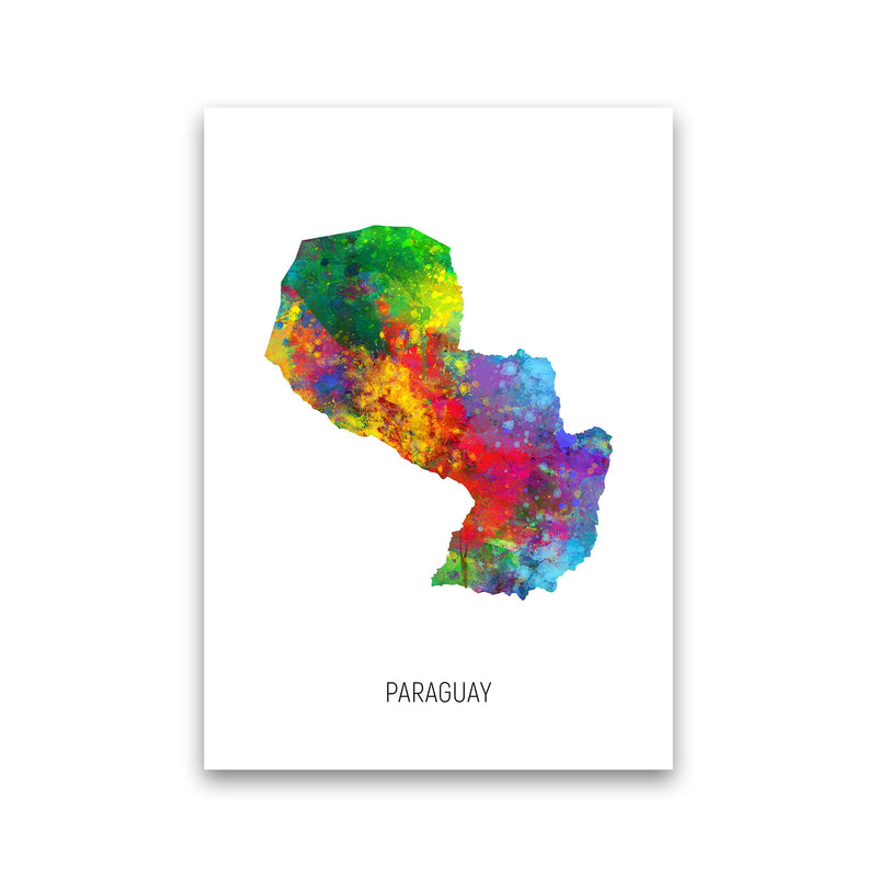 Paraguay Watercolour Map Art Print by Michael Tompsett Print Only