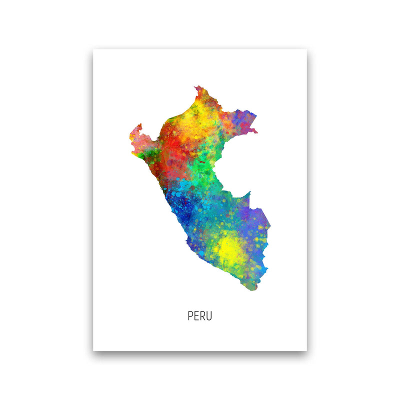 Peru Watercolour Map Art Print by Michael Tompsett Print Only