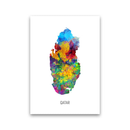 Qatar Watercolour Map Art Print by Michael Tompsett Print Only