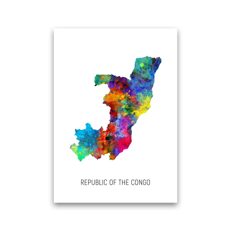 Republic Of The Congo Watercolour Map  by Michael Tompsett Print Only