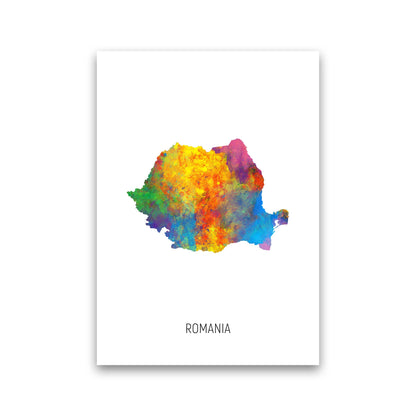 Romania Watercolour Map Art Print by Michael Tompsett Print Only