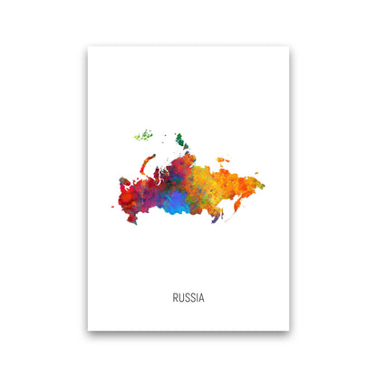 Russia Watercolour Map Art Print by Michael Tompsett Print Only