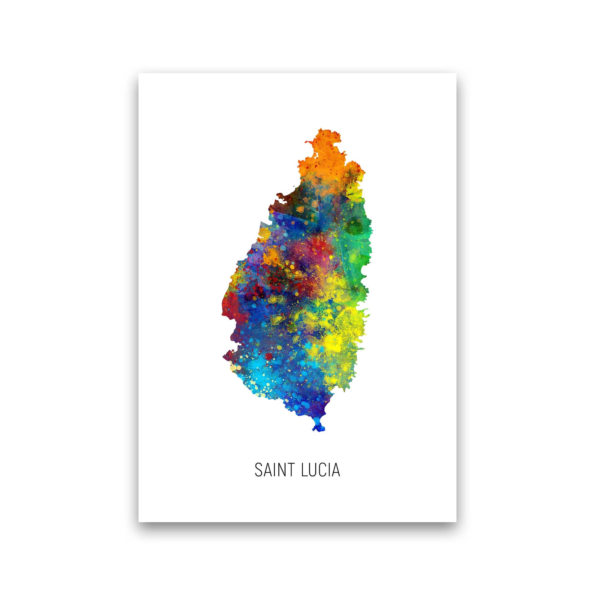 Saint Lucia Watercolour Map Art Print by Michael Tompsett Print Only