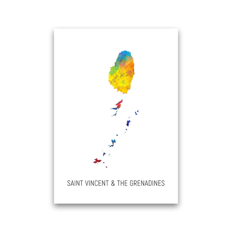 Saint Vincent And The Grenadines Watercolour Map  by Michael Tompsett Print Only