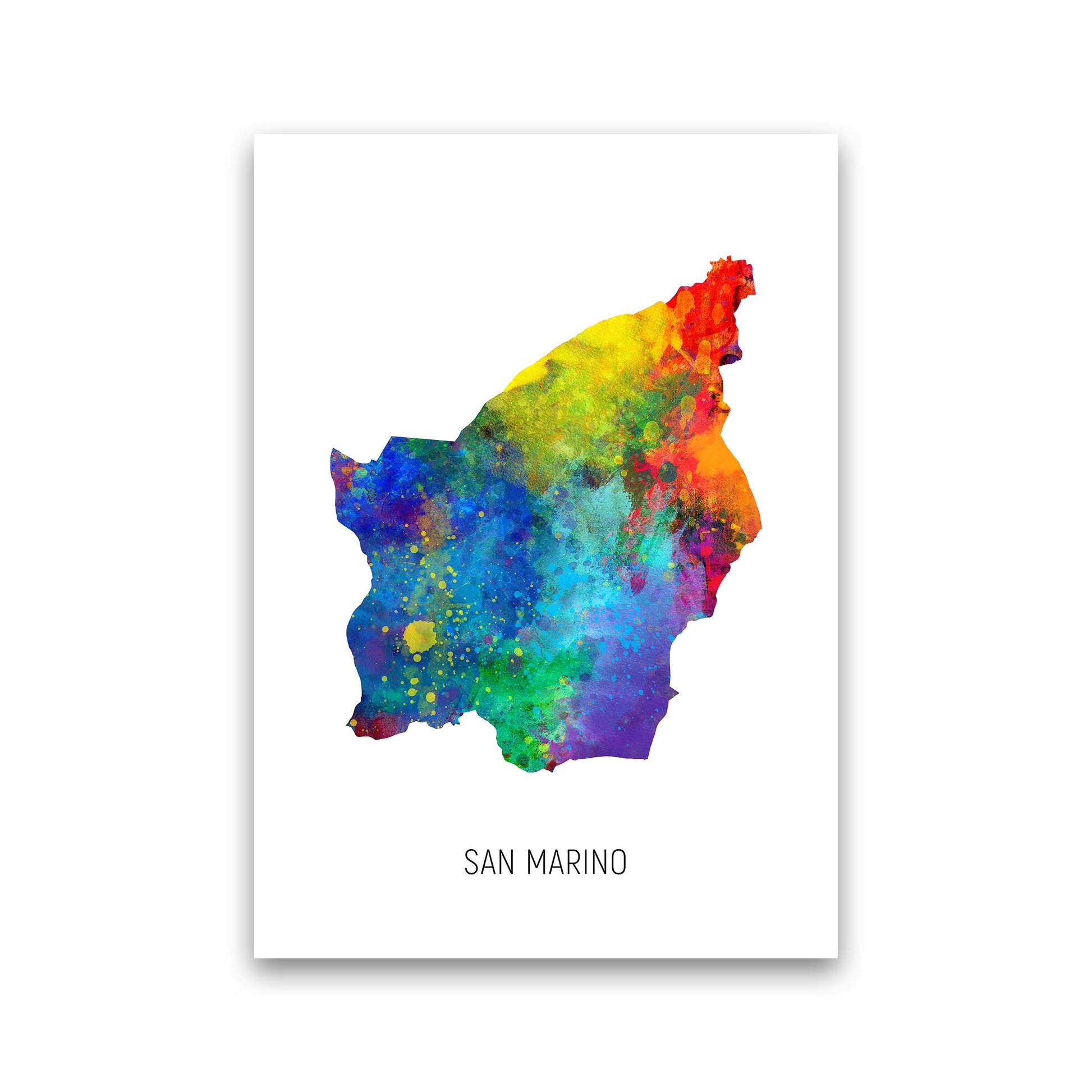 San Marino Watercolour Map Art Print by Michael Tompsett Print Only