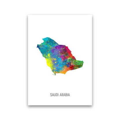 Saudi Arabia Watercolour Map Art Print by Michael Tompsett Print Only
