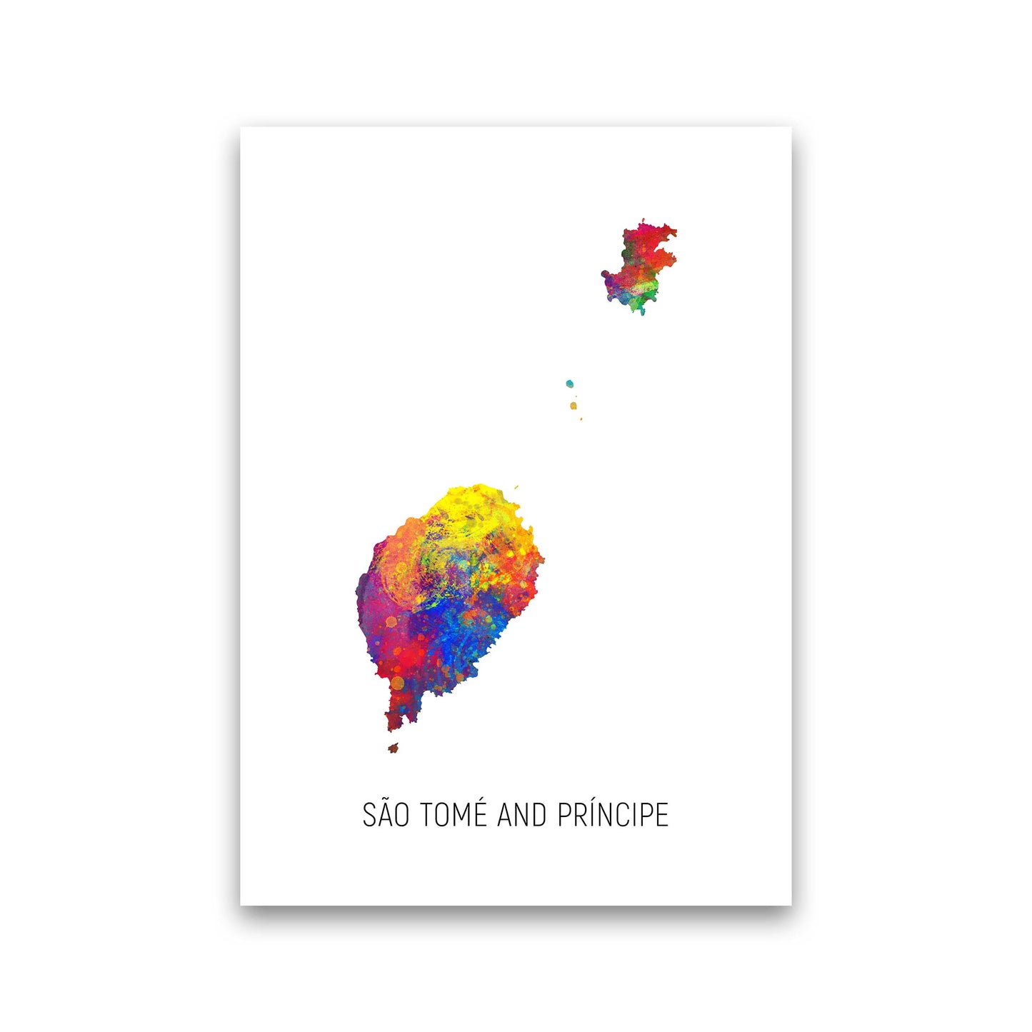 Sao Tome And Principe Watercolour Map  by Michael Tompsett Print Only
