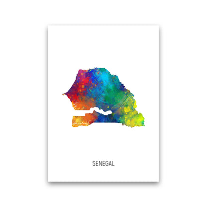 Senegal Watercolour Map Art Print by Michael Tompsett Print Only