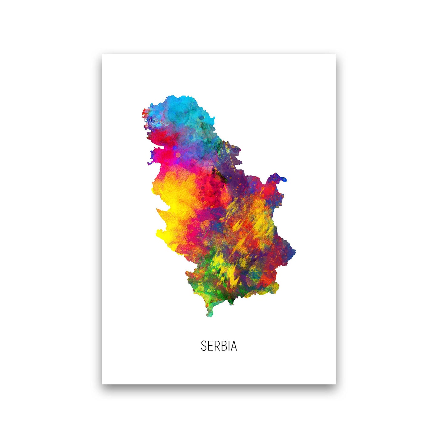 Serbia Watercolour Map Art Print by Michael Tompsett Print Only