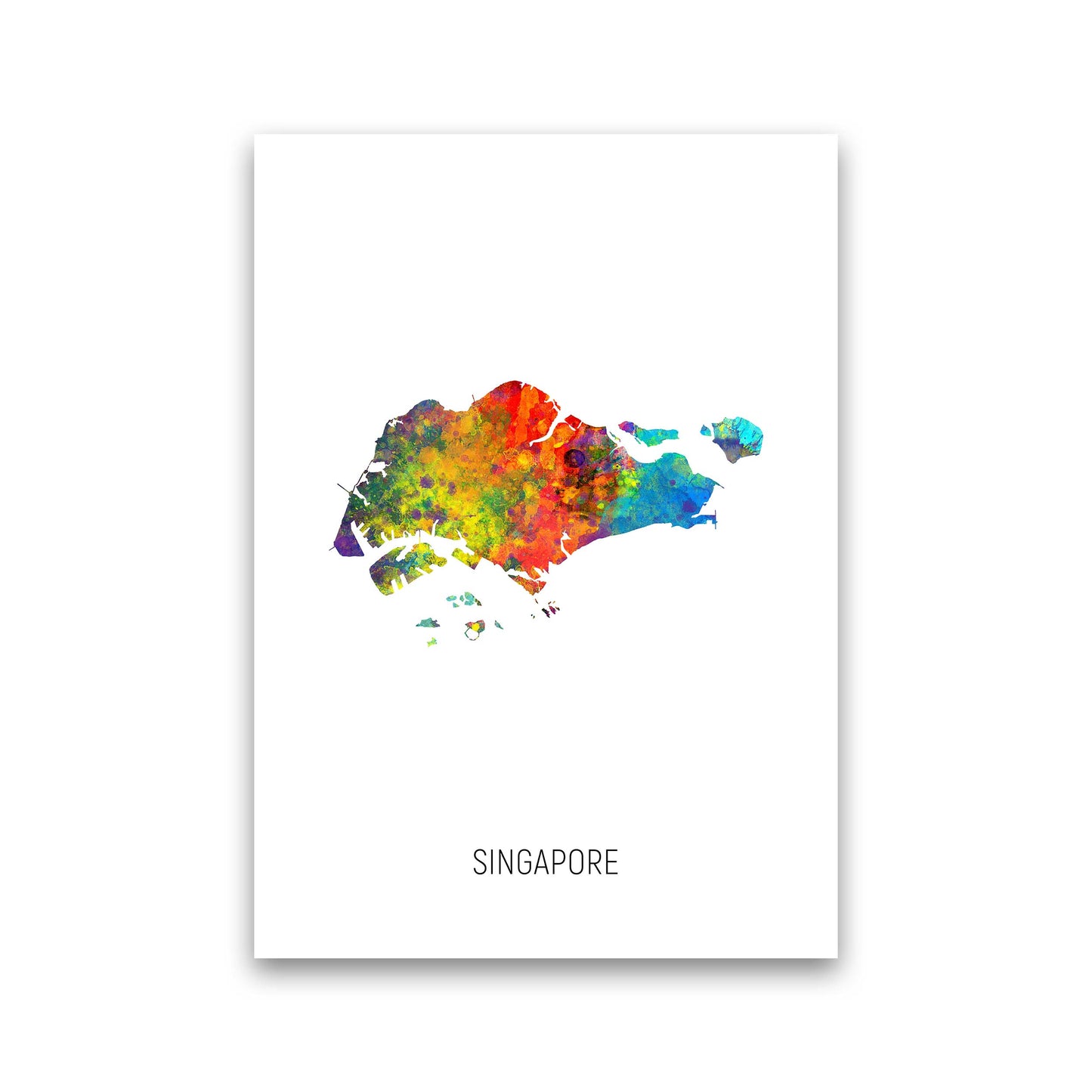 Singapore Watercolour Map Art Print by Michael Tompsett Print Only
