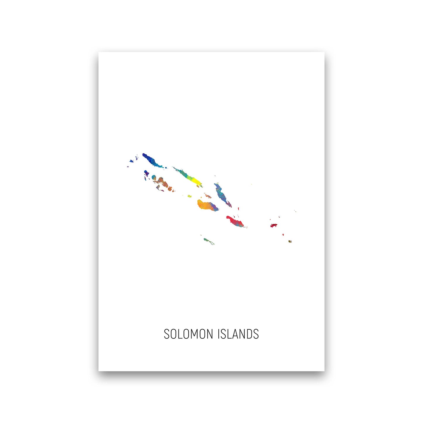 Solomon Islands Watercolour Map Art Print by Michael Tompsett Print Only