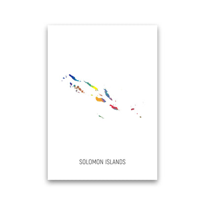 Solomon Islands Watercolour Map Art Print by Michael Tompsett Print Only