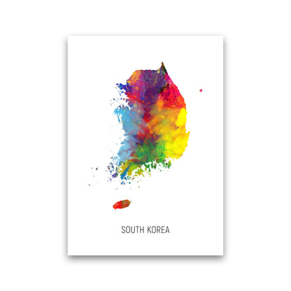 South Korea Watercolour Map Art Print by Michael Tompsett Print Only