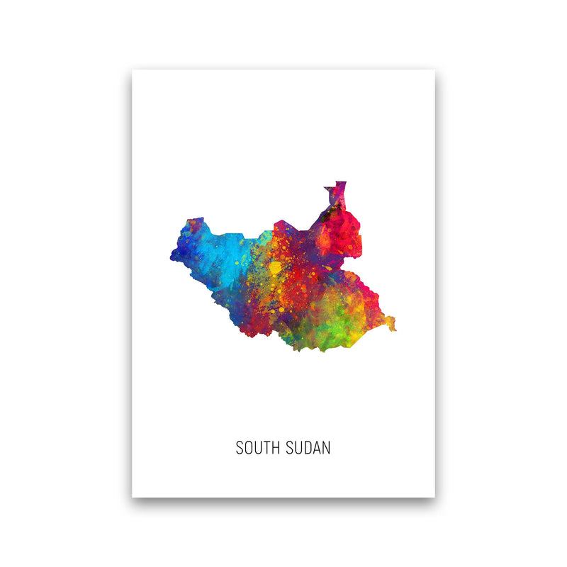 South Sudan Watercolour Map Art Print by Michael Tompsett Print Only