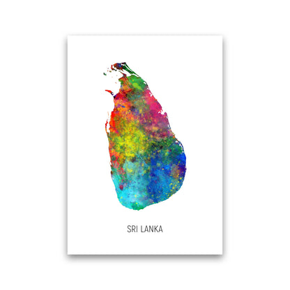 Sri Lanka Watercolour Map Art Print by Michael Tompsett Print Only