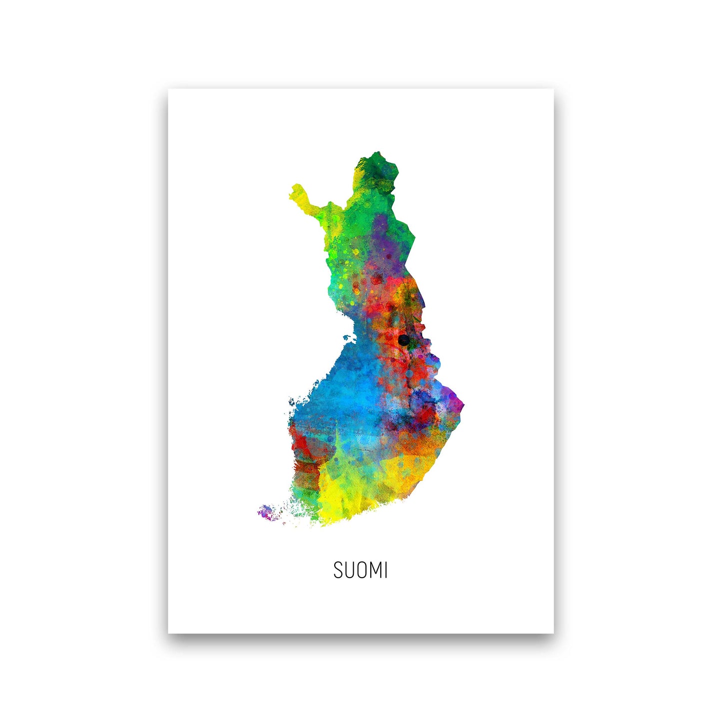 Suomi Watercolour Map Art Print by Michael Tompsett Print Only