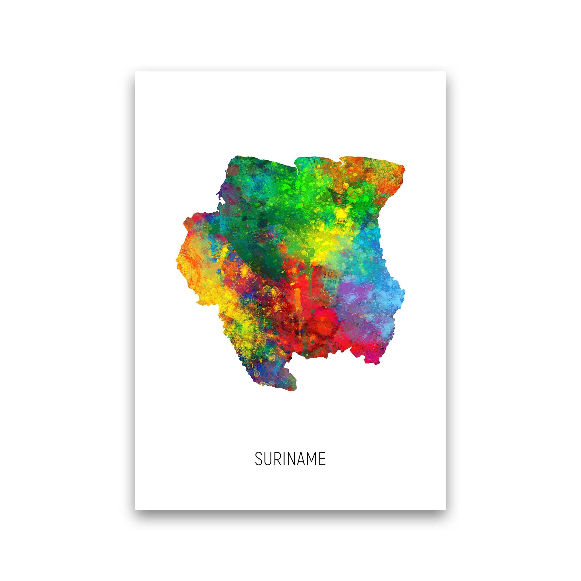 Suriname Watercolour Map Art Print by Michael Tompsett Print Only