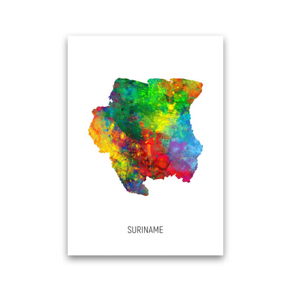 Suriname Watercolour Map Art Print by Michael Tompsett Print Only