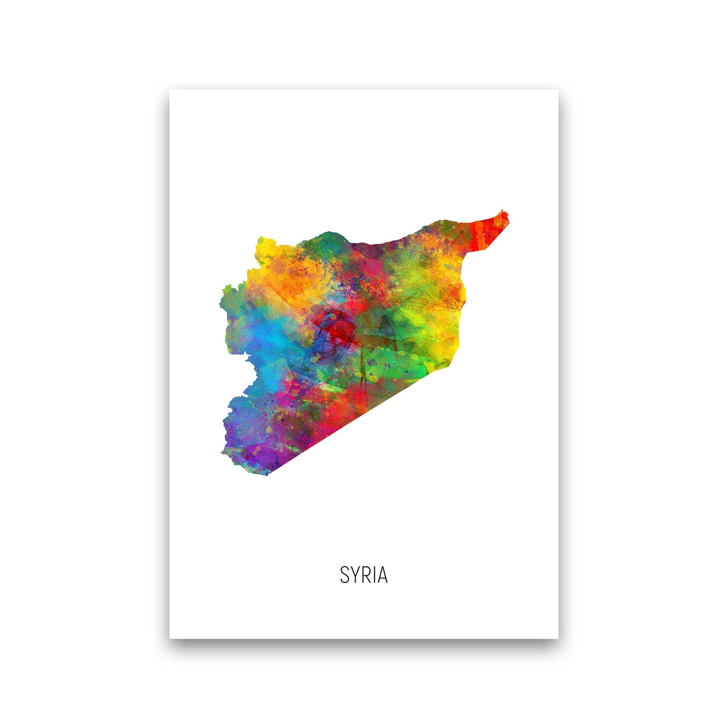 Syria Watercolour Map Art Print by Michael Tompsett Print Only
