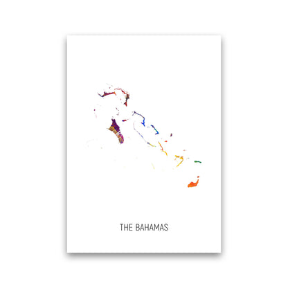 The Bahamas Watercolour Map Art Print by Michael Tompsett Print Only
