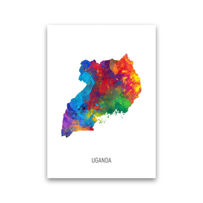 Uganda Watercolour Map Art Print by Michael Tompsett Print Only