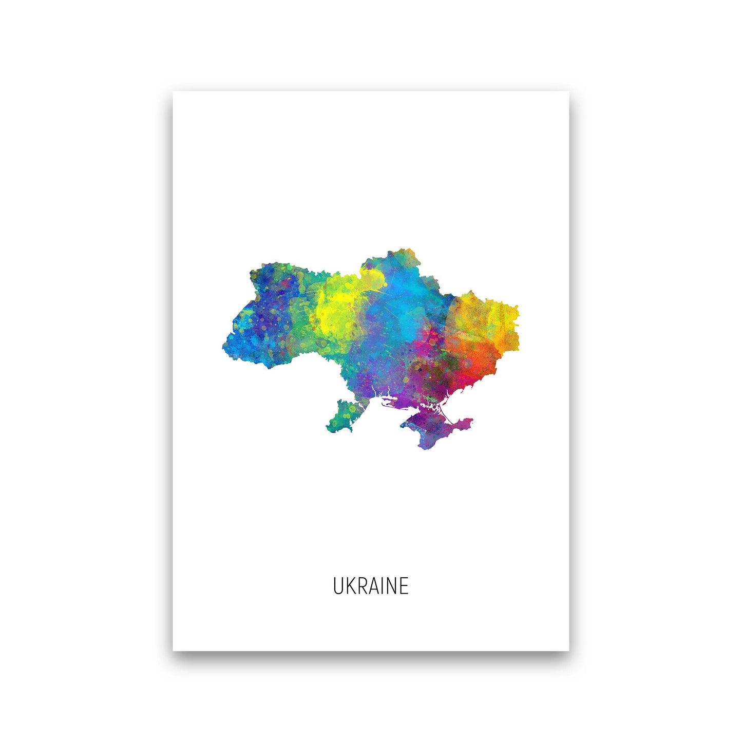 Ukraine Watercolour Map Art Print by Michael Tompsett Print Only
