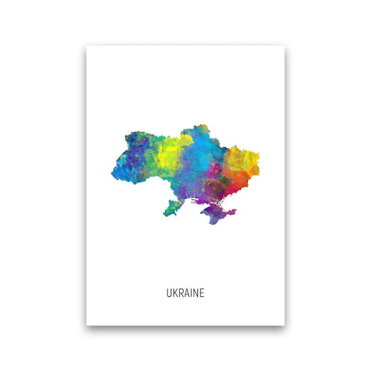 Ukraine Watercolour Map Art Print by Michael Tompsett Print Only