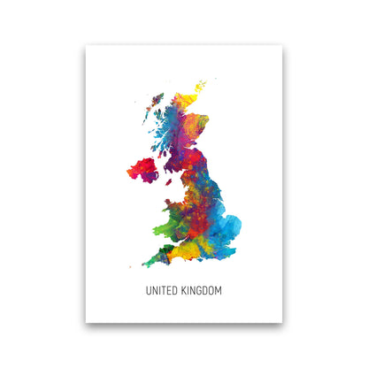 United Kingdom Watercolour Map Art Print by Michael Tompsett Print Only