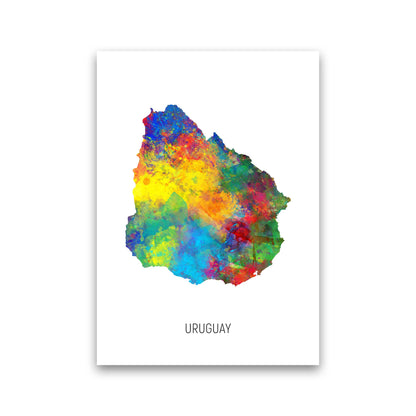 Uruguay Watercolour Map Art Print by Michael Tompsett Print Only