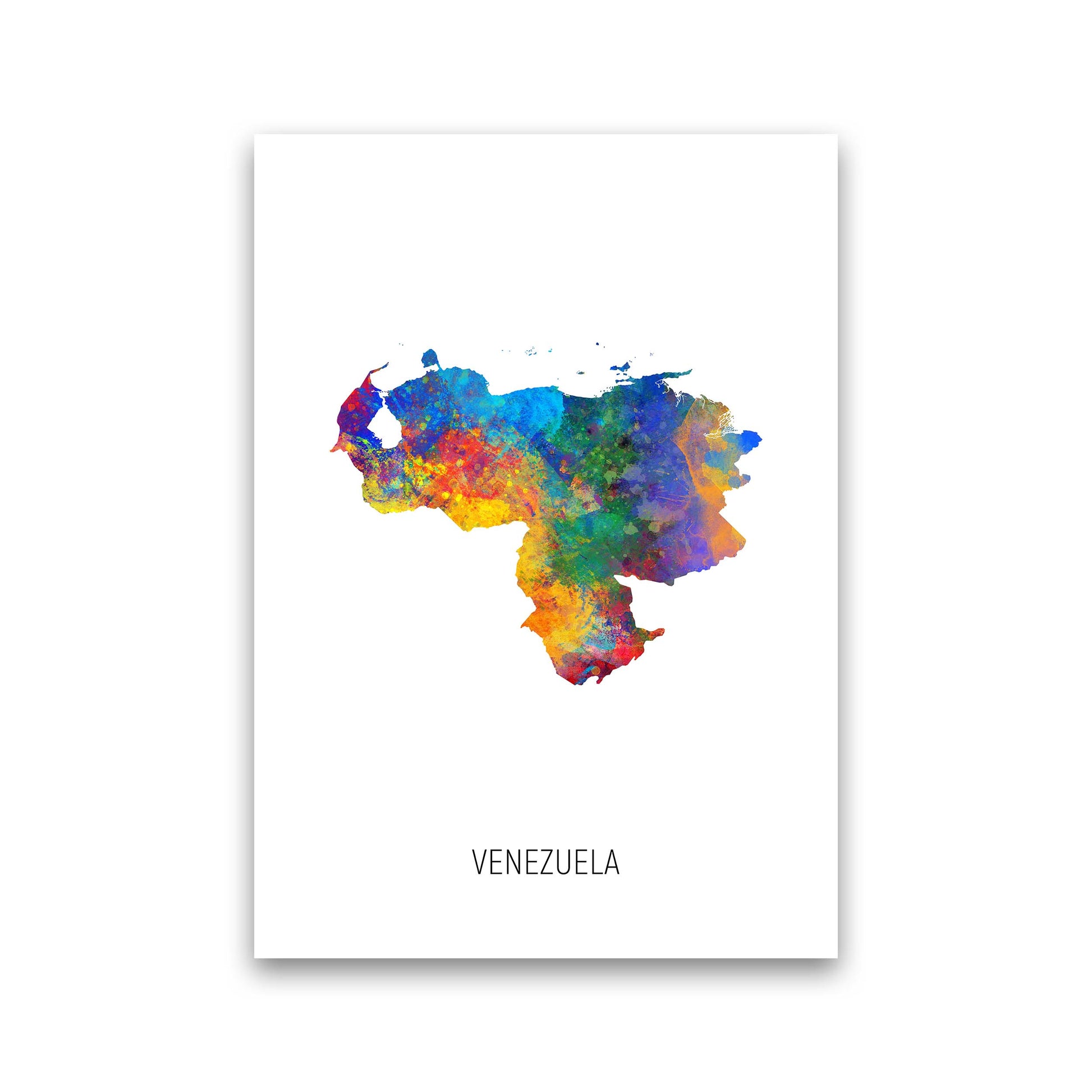 Venezuela Watercolour Map Art Print by Michael Tompsett Print Only