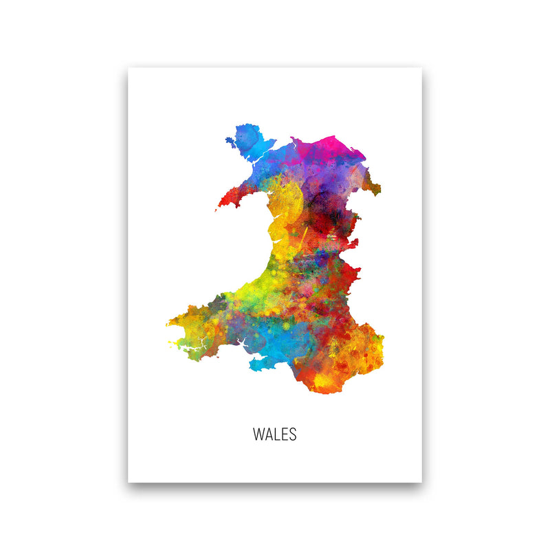 Wales Watercolour Map Art Print by Michael Tompsett Print Only