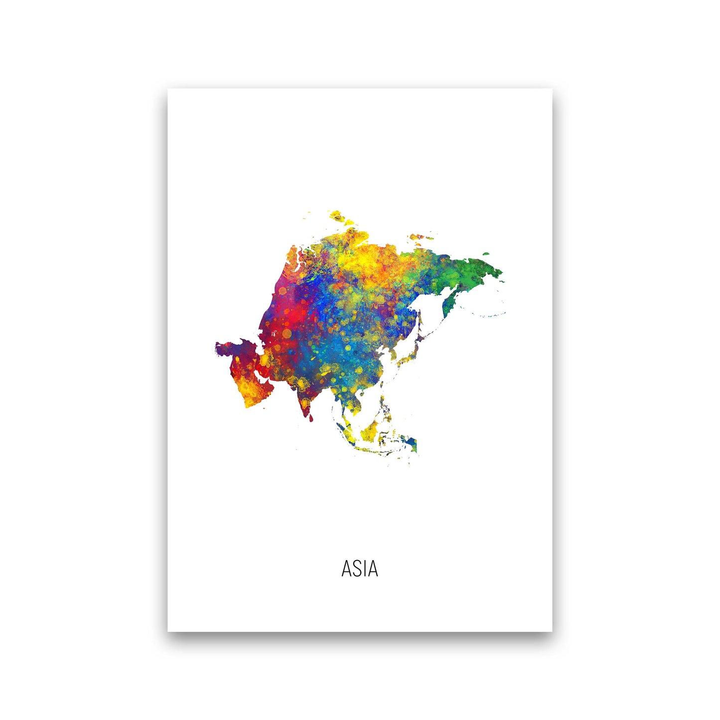 Asia Watercolour Map Art Print by Michael Tompsett Print Only