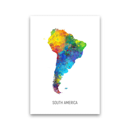 South America Watercolour Map Art Print by Michael Tompsett Print Only