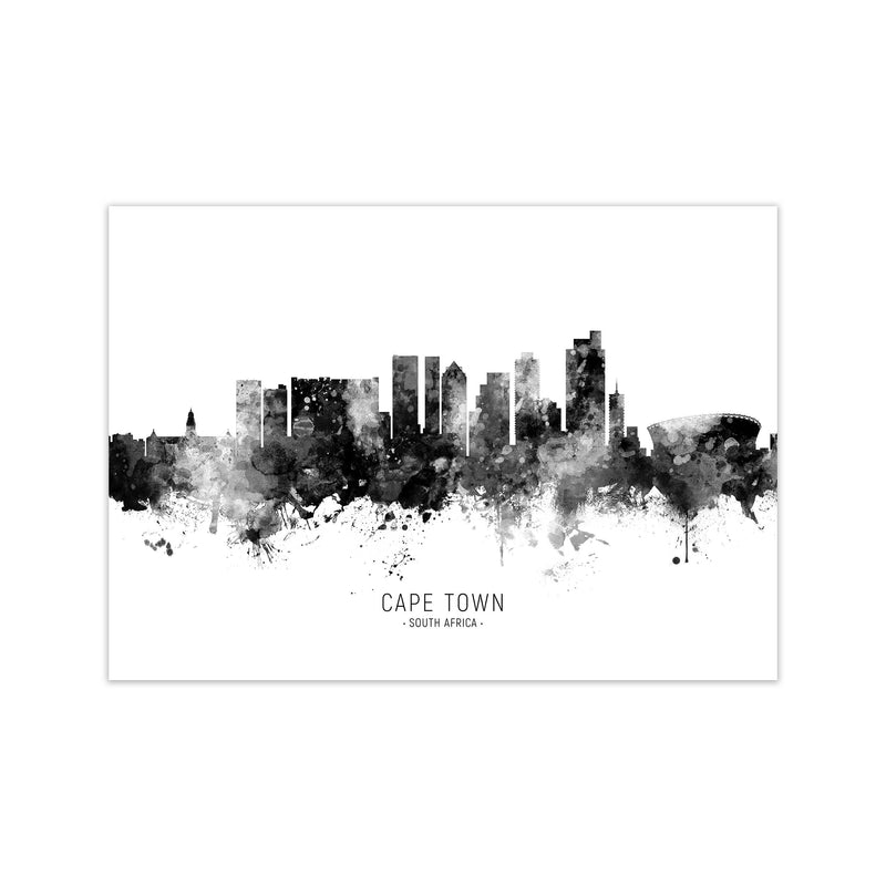 Cape Town South Africa Skyline Black White City Name  by Michael Tompsett Print Only