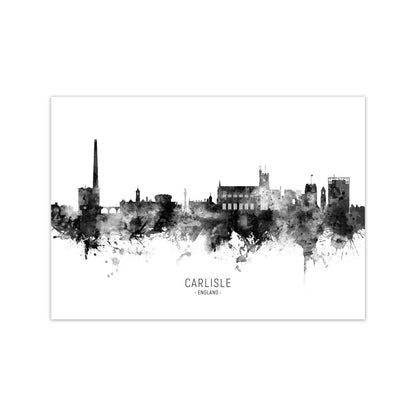 Carlisle England Skyline Black White City Name  by Michael Tompsett Print Only