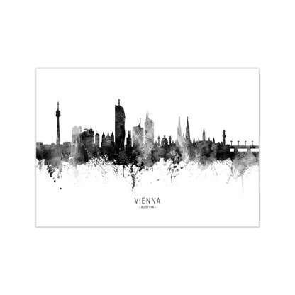 Vienna Austria Skyline Black White City Name  by Michael Tompsett Print Only
