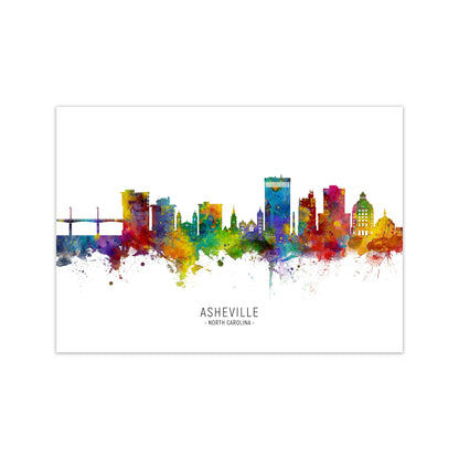 Asheville North Carolina Skyline Print by Michael Tompsett Print Only