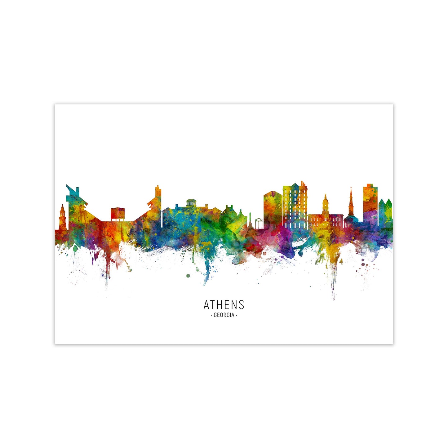 Athens Georgia Skyline Art Print by Michael Tompsett Print Only