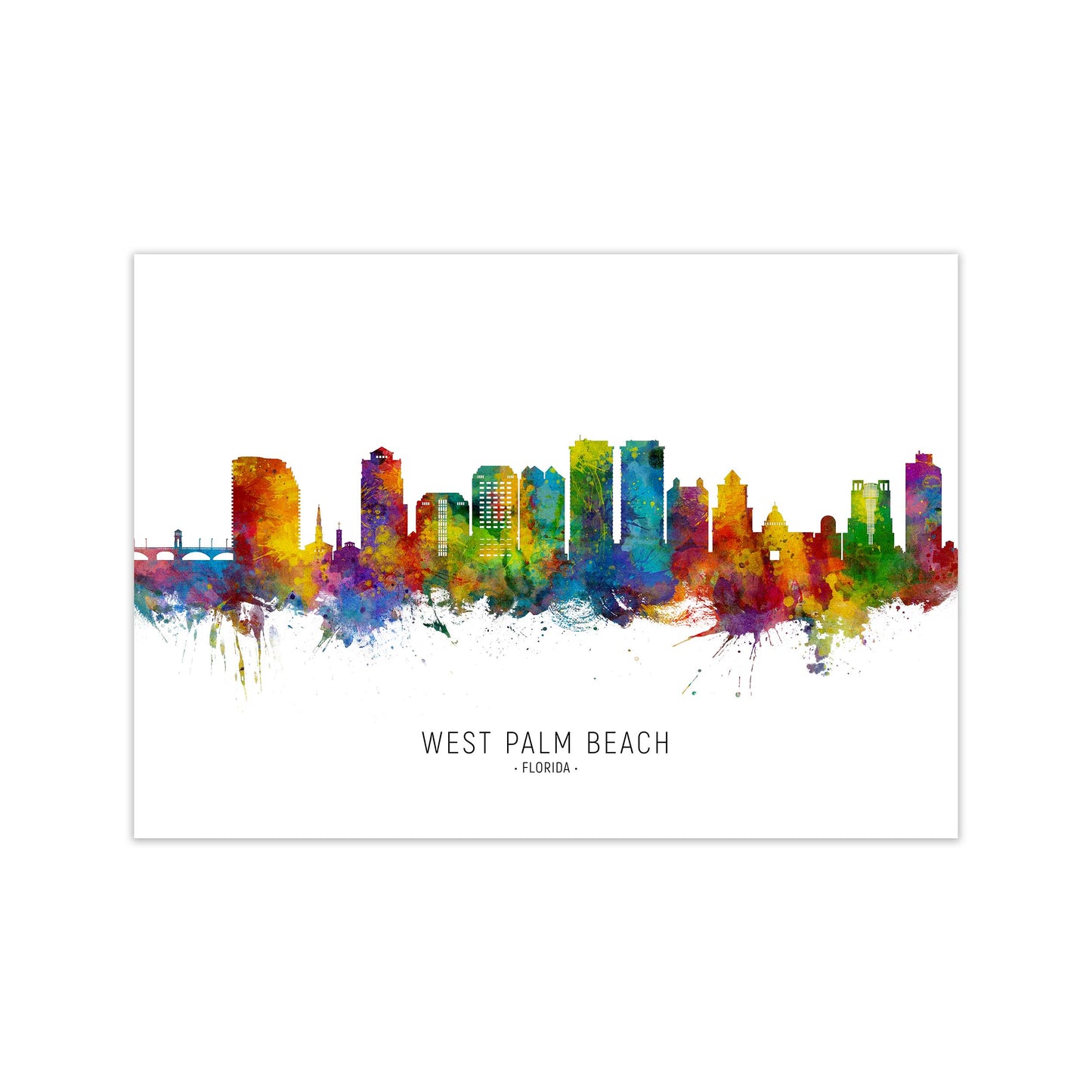 West Palm Beach Florida Skyline Art Print by Michael Tompsett Print Only