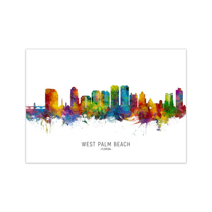 West Palm Beach Florida Skyline Art Print by Michael Tompsett Print Only