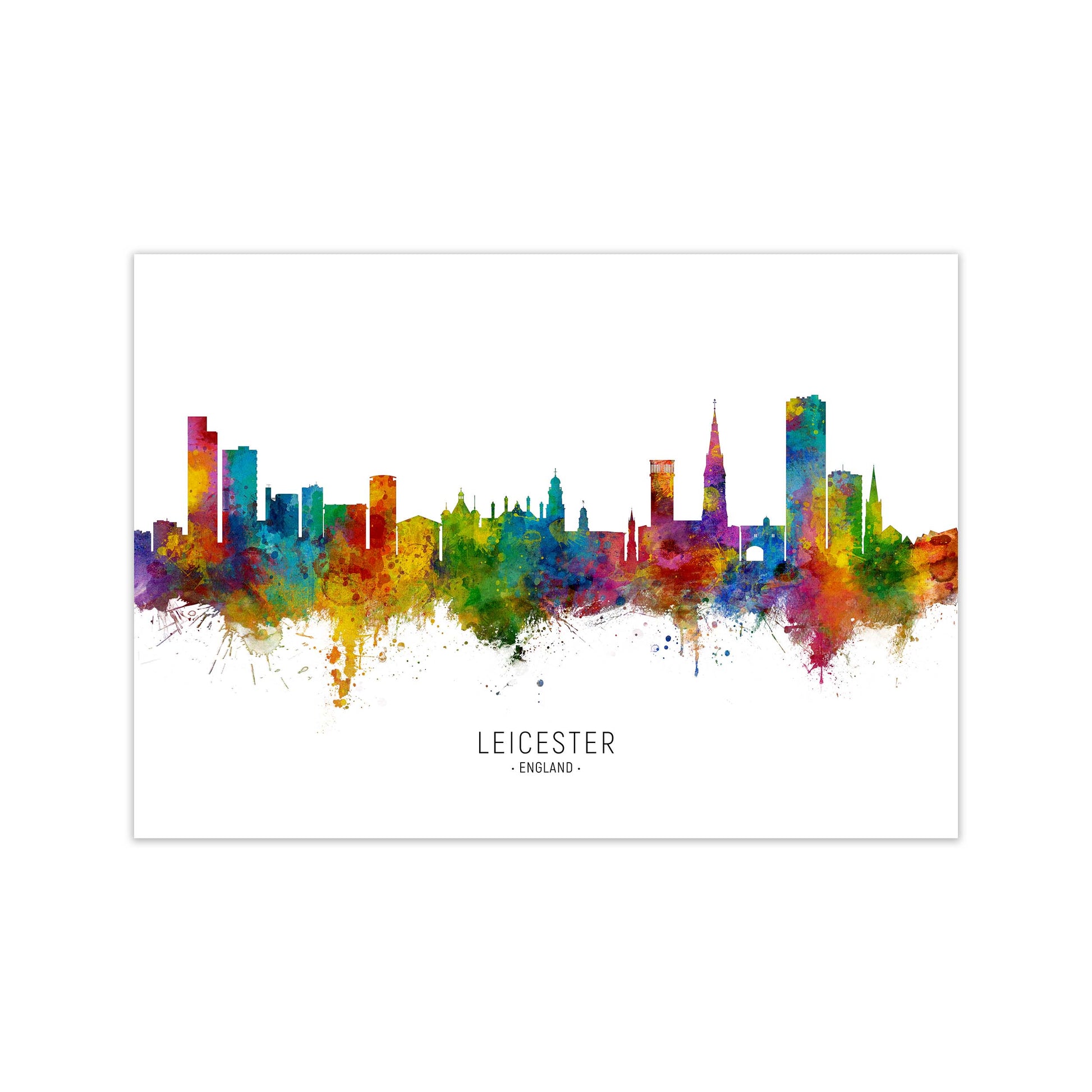 Leicester England Skyline Art Print by Michael Tompsett Print Only