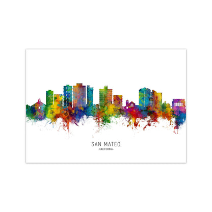 San Mateo California Skyline Art Print by Michael Tompsett Print Only