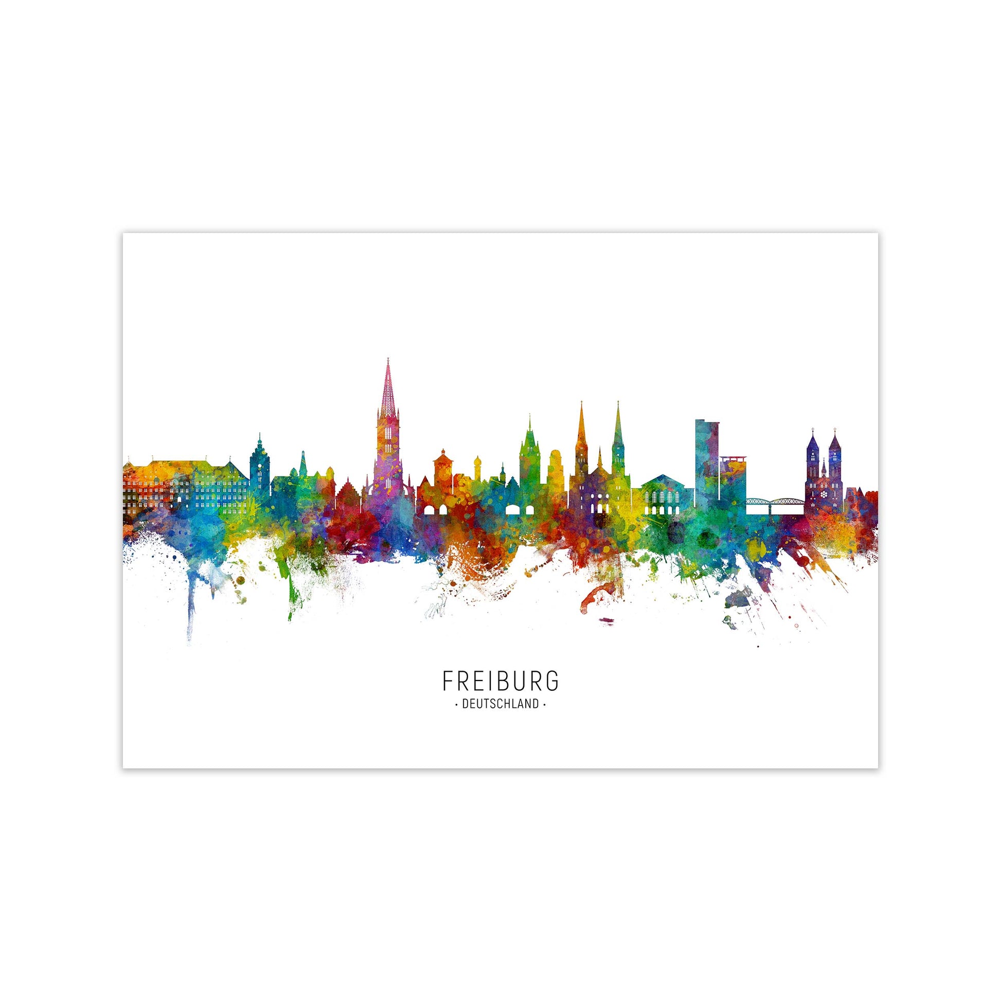 Freiburg Deutschland Skyline Art Print by Michael Tompsett Print Only