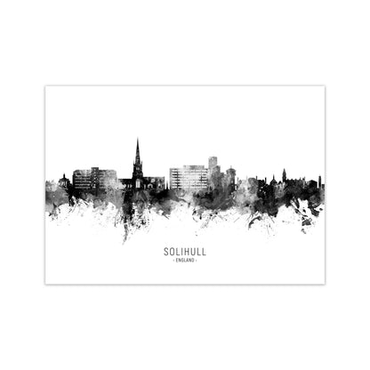 Solihull England Skyline Black White City Name  by Michael Tompsett Print Only