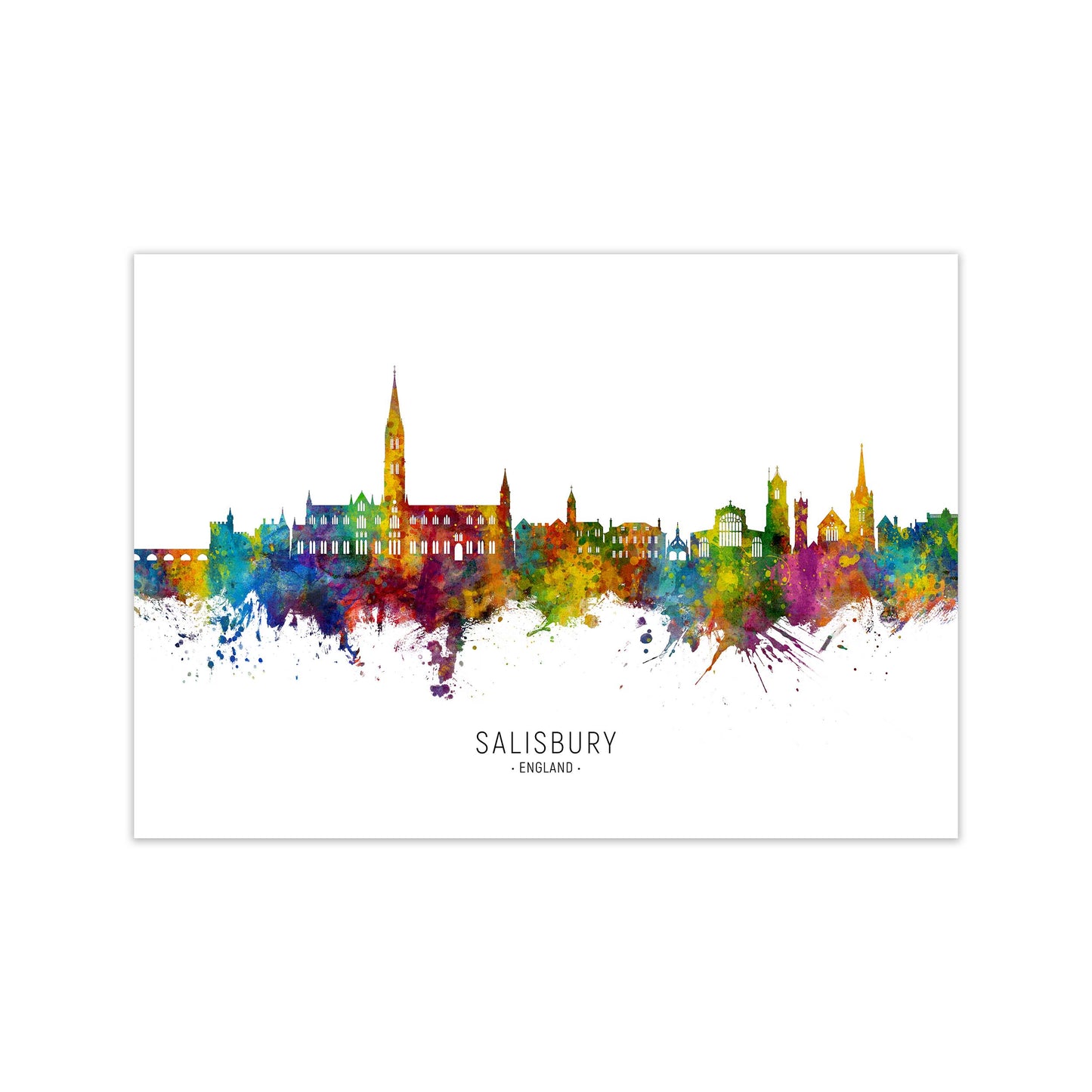 Salisbury England Skyline Art Print by Michael Tompsett Print Only