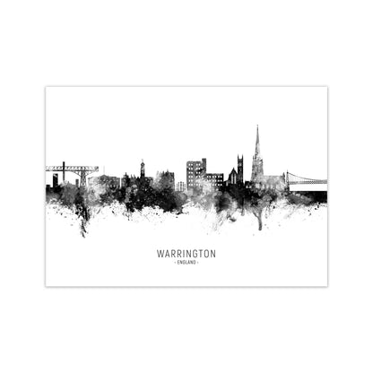 Warrington England Skyline Black White City Name  by Michael Tompsett Print Only